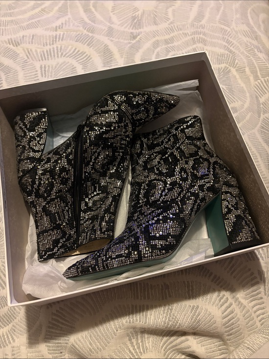 Betsey Johnson Shoes - Betsey Johnson Black Sequin Pointed Toe Ankle Booties